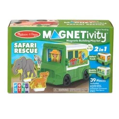 Melissa And Doug Magnetivity Magnetic Building Play Set - Safari Rescue Truck Pretend Play