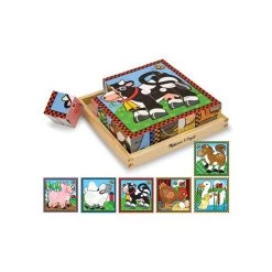 Melissa And Doug Educational Wooden Cube Puzzle Farm